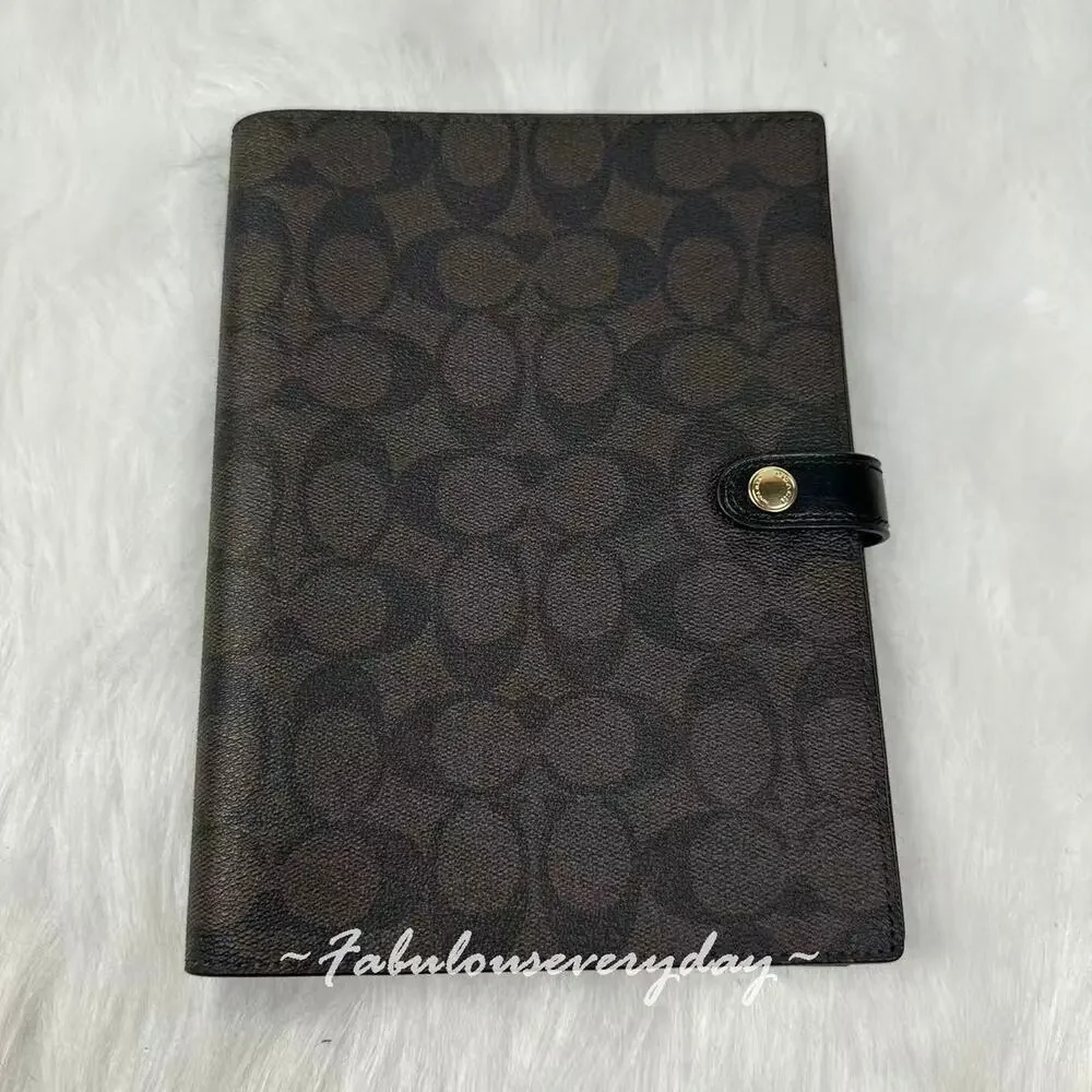 Coach Notebook In Signature Canvas In Brown Black 222 NWT